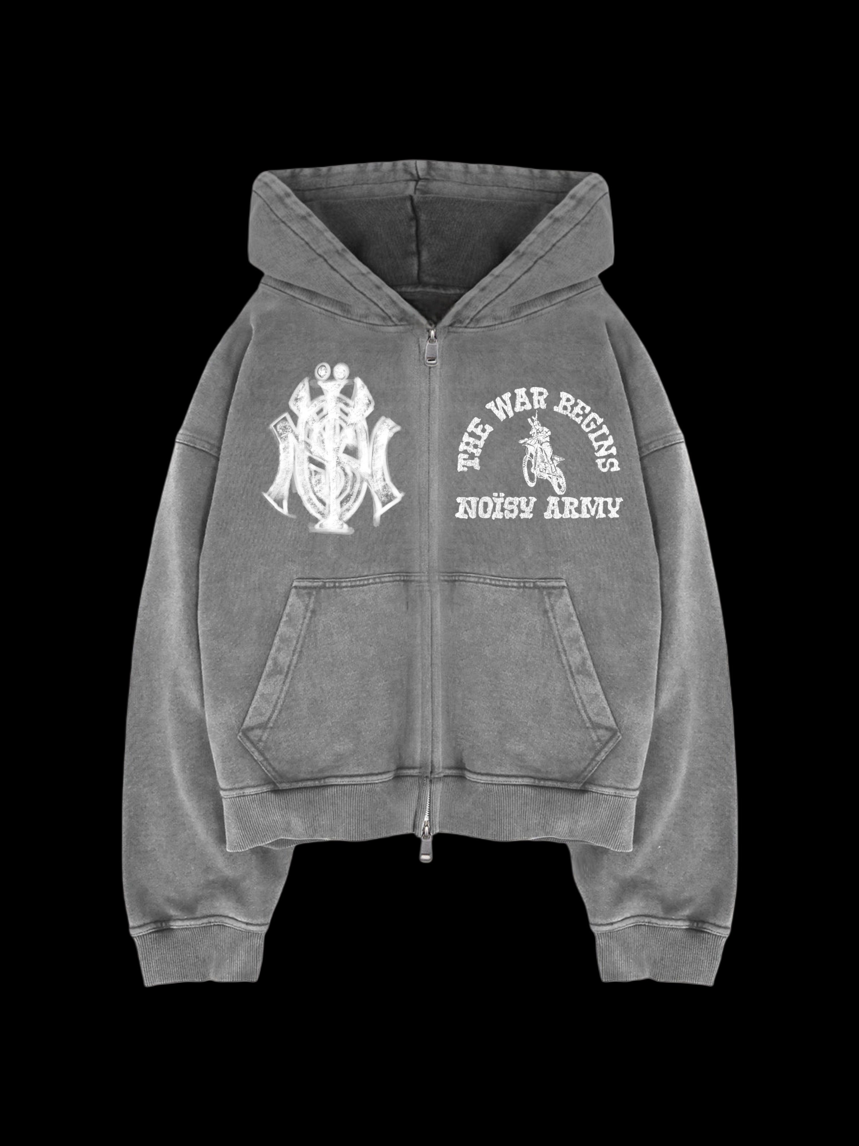 "THE WAR BEGINS" VINTAGE HOODIE ZIP